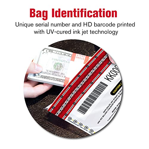 MMF Industries Cash Transmittal Bags | 12W x 16H | Pack of 100 | Unique Alphanumeric Numbering | Self-Sealing Adhesive | Four Tamper Indicators | Folded Bottom | Deposit Plastic Bags