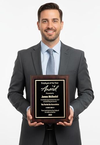 Personalized Employee of the Year Award Plaque – Custom Engraved Recognition Gift for Staff, Boss, or Teacher – Corporate Appreciation Plaque – Made in the USA (9x12)