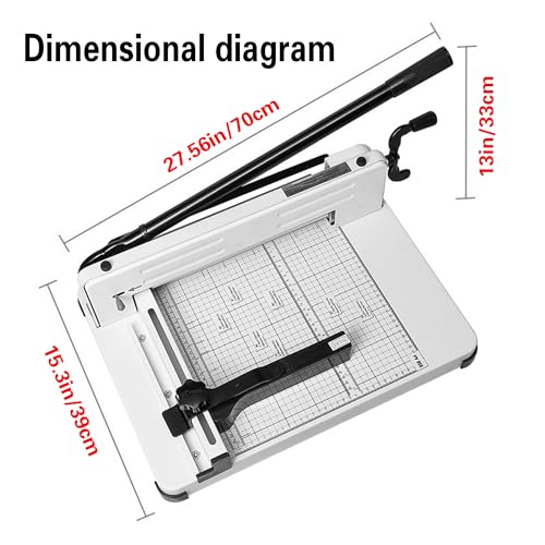 12 Inch Heavy Duty Guillotine Paper Cutter - 400 Sheet Capacity, Precision Blade & Positioning Ruler for A4 Paper/Leather/Fabric, Ideal for Offices & Print Shops Black