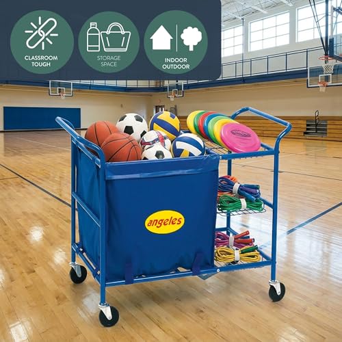 Angeles Mobile Ball Storage Cart, Sports Equipment Organizer for Preschools and Elementary Schools, Ball Cart with Wheels