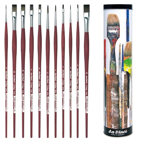 da Vinci Oil & Acrylic Series 5403 College Paint Brush Set, Synthetic with Gift Can, Multiple Sizes, 10 Brushes (Series 8733 and 8740)