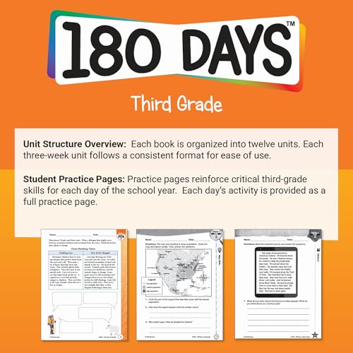 Shell Education 180 Days Social-Emotional Learning, Writing, & Spelling Grade 3: 3-Book Set