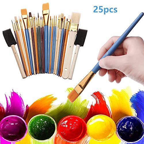 UOHLCX HBJWOV 25Pcs/Set Drawing Painting Nylon Brushes Set Oil Watercolour Art Painting Brushes Set Artist Drawing Tools Accessories