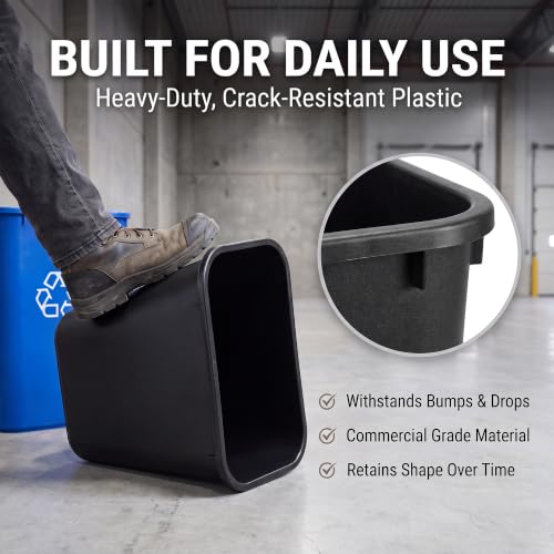 SunSierra 10 Pack, Recycle Wastebasket, 13 Qt. / 3 Gallon Rectangular Wastebasket/Trash Can Kit - Space Saving Recycling Bin, Narrow Spaces in Commercial, Kitchen, Home, Office, and Dorm - Black