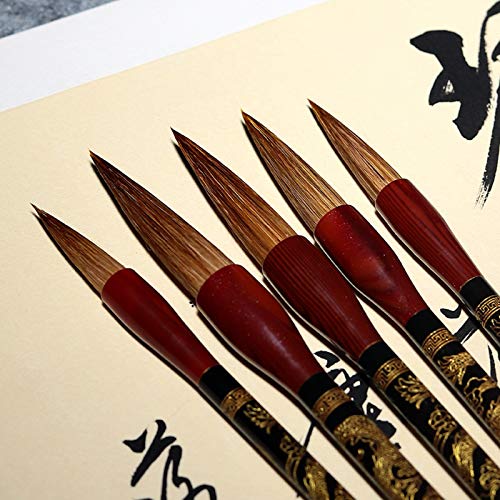 Chinese Calligraphy Brush Pen,Brush Chinese Brush for Beginner Students Calligraphy and Drawing Calligraphy Sumi Brush Chinese Brushes Set 5 Pcs Color : Wolf Hair