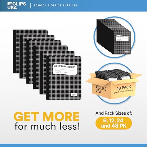VEEBOOST Composition Notebooks, Quad Ruled, Graph Paper Composition Notebook, Graph Composition Notebook, 100 sheets, 9.75″ x 7.50″ (12 Pack)