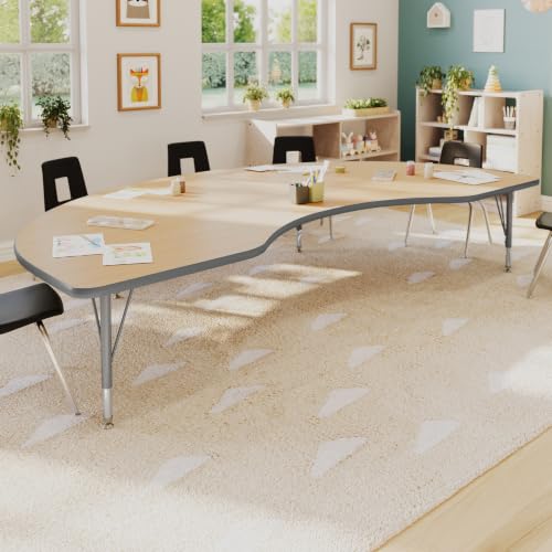 Flash Furniture 96" x 48" Kidney Activity Table, Light NAT, Short Legs