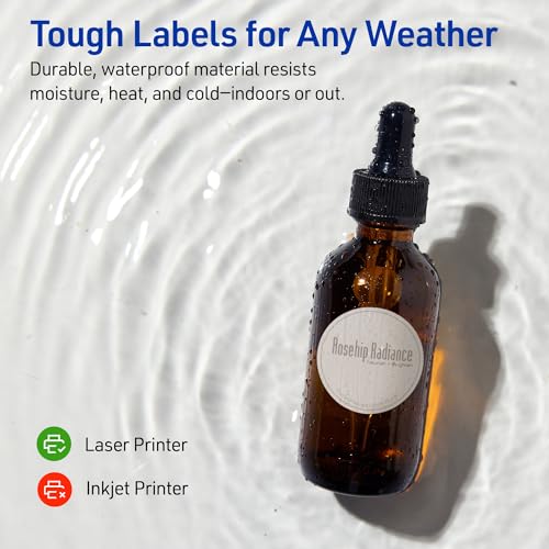 Avery Outdoor Waterproof Round Labels with Sure Feed Technology, 0.5" Diameter, White Film, Print-to-the-Edge, Compatible with Laser Printers, 15400 Labels Total