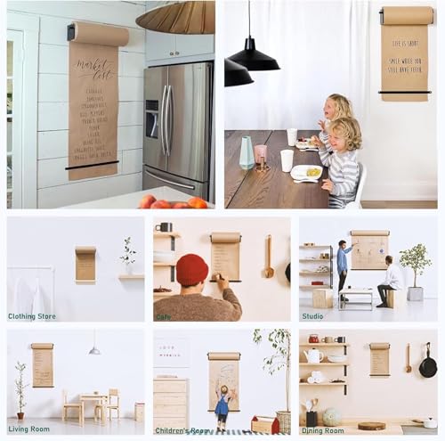 LLurAQE LNNW Kraft Paper Dispenser Studio Office Kraft Paper Dispenser & Cutter with 50m Long Paper Roll, Kraft Paper Holder for to-Do Lists, Drawing Board(Black Holder,37cm/14.5)