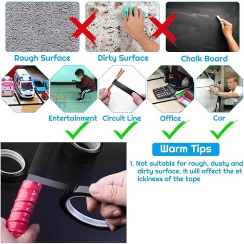 Xuanqiu Whiteboard Tape 10roll Black Film High Temperature Resistant Shading Waterproof Tape Graphic Whiteboard Electrical Marking(5mmx50m)
