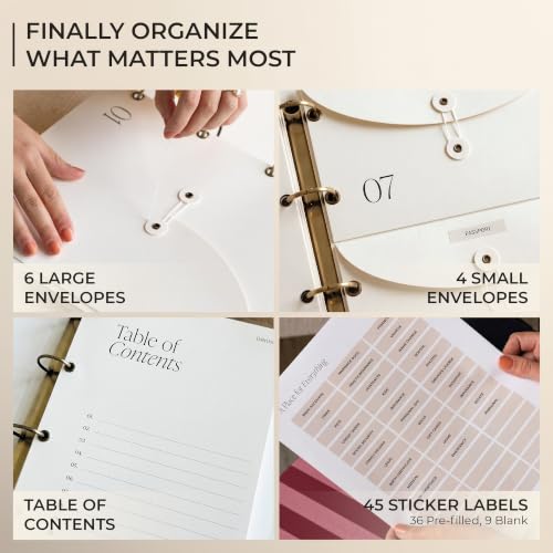 DailyDocs Document Organizer Binder for Important Papers & Passports, Sangria