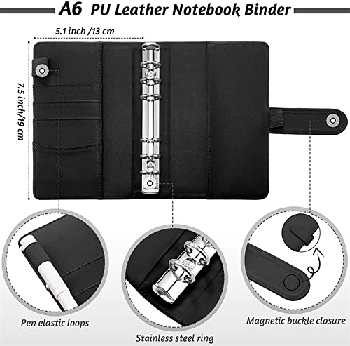 A6 Glitter PU Leather Binder Budget Envelope Planner Organizer System with Clear Zipper Pockets Expense Sheets(6)