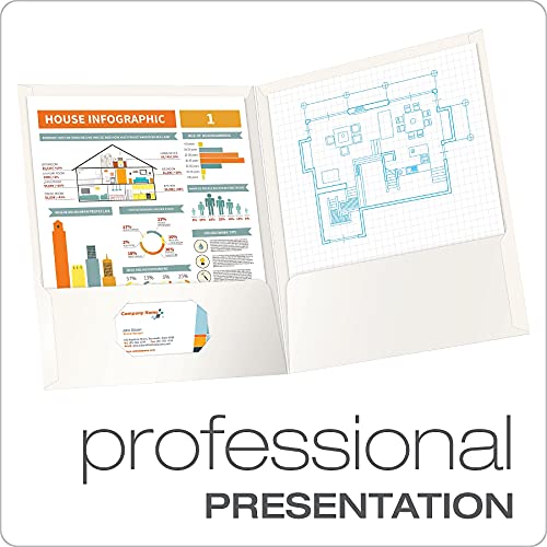 Oxford Executive-Style Laminated Portfolios, 8-1/2"x11", White, 25/Box ESS51704