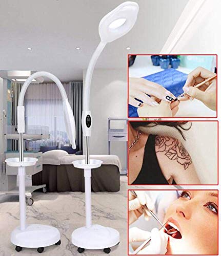DFEDHF Magnifying Floor Lamp, Daylight Bright Magnifier Lighted Glass 16X Magnifying Lens with Stand, Flexible Height Adjustable Gooseneck Standing Cold Light for Reading