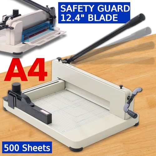 Japard A4 Heavy Duty Guillotine Paper Cutter, 12-Inch, Up to 500 Sheets