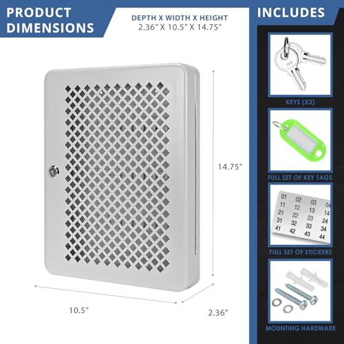 Barska 40-Position Key Cabinet Lock Box with Key Lock – See-Through Door, Numbered Hooks, Green Tags, Wall Mount Steel Organizer for Home, Office, or Property Management