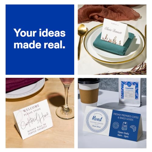 Avery Printable Rectangle Table Tent Cards, 3-3/8" x 3-11/16", Matte Textured White, Sure Feed Technology, Print-To-The-Edge Capability, Laser/Inkjet Compatible, 100 Total
