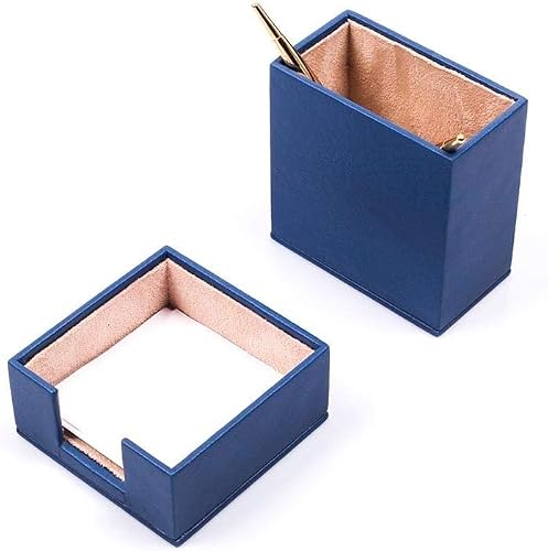 MOOGCO Bonded Set Luxury Leather Desk Pad & Desk Organization Essentials Desk Organizer Leather Desk Organizer (Blue Double Tray 3 Pcs)