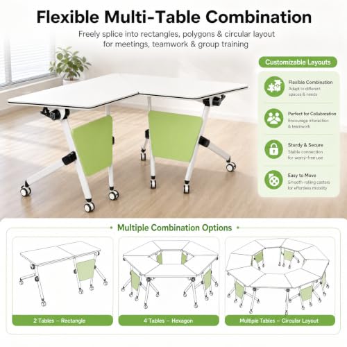 Beaccoss 2-Pack Trapezoid Folding Conference Room Table 31.5”