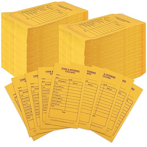 600 Pcs Church Offering Tithe Donation Envelopes 6.5 x 3.5 Inch Golden Paper Tithes and Offering Envelopes for Church Tithing Checks and Cash Envelopes for Offering(600, Tithes And Offering)