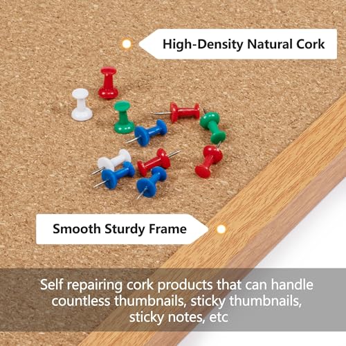 Board2by Cork Board Bulletin Board 24 x 36, Wood Framed Corkboard for Wall