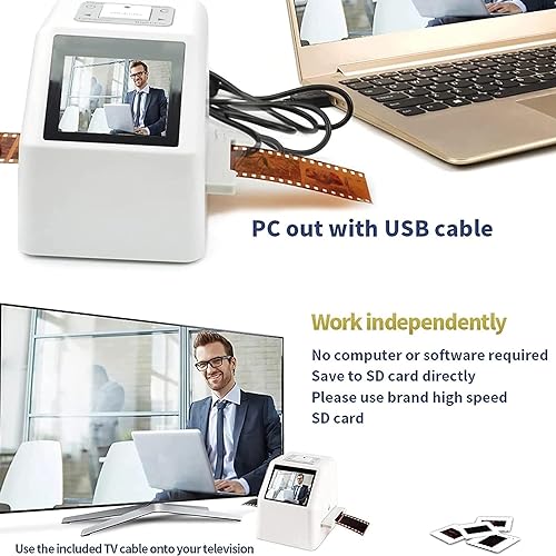 COYEUX Digital Film Slide Scanner, All-in-one Device Scan, View, Edit, Convert and Save, Multiple Languages ​​can Be Set for Operation,with 2.4 LCD Screen