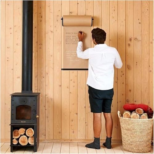 LNNW Kraft Paper Dispenser Kraft Wall Mount Paper Roll Dispenser & Cutter, Hanging Note Roll Display Stand for Kids Room/Meeting Room/School Decorative Message Boards for Wall(67cm/26.4in Wide)