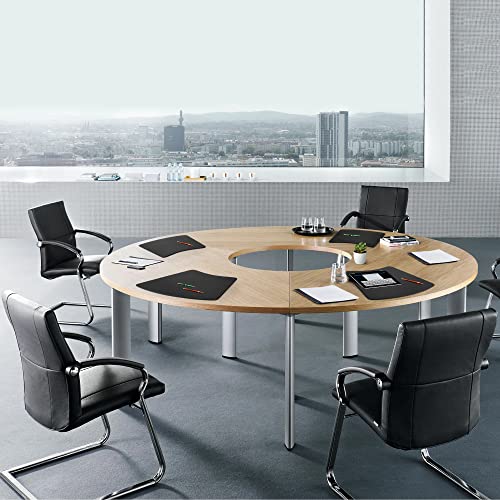 Dacasso Black Leather 17" x 14" Round Table Conference Pad (P1024)