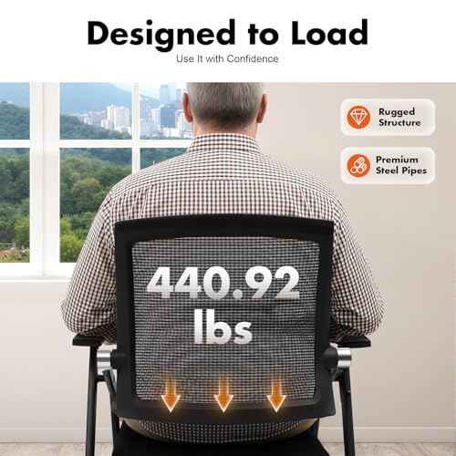 WsrrLun Foldable Reception Chair Tablet Arm Chair Mesh Guest Nesting Chair with Caster Wheel for Conference Halls Office Schools Meeting Rooms