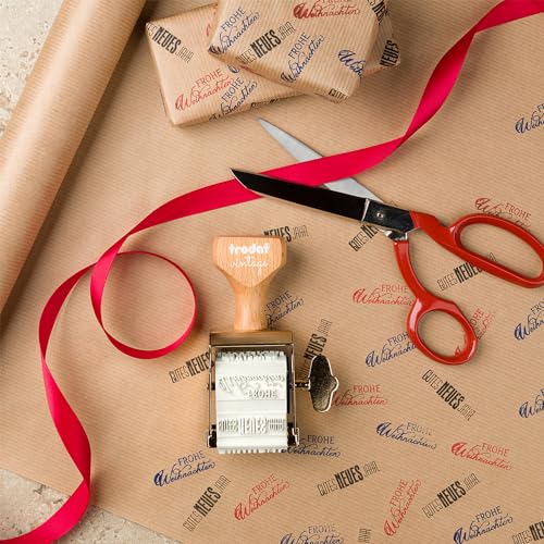Trodat 158077 Vintage Stamp Special Occasions with 6 German Texts and Ink Pad with 3 Colours