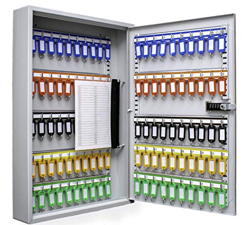 winbest Barska Steel 100 Key Safe Cabinet with Combination and Key Lock Box, Grey