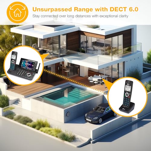 AT&T 5-Handset DECT 6.0 Cordless Home and Business Phone with Answering Machine, 5" Color Display, One-Touch Shortcut, Conference, Intercom, Smart Call Blocker, Bluetooth Connect to Cell: DLP73590