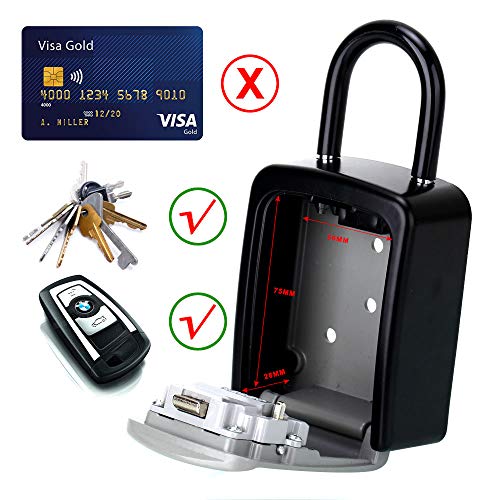 ABRA FOX Key Lock Box, Combination Lock Box with Code for House Key Storage, Combo Door Locker (Black-5pack)