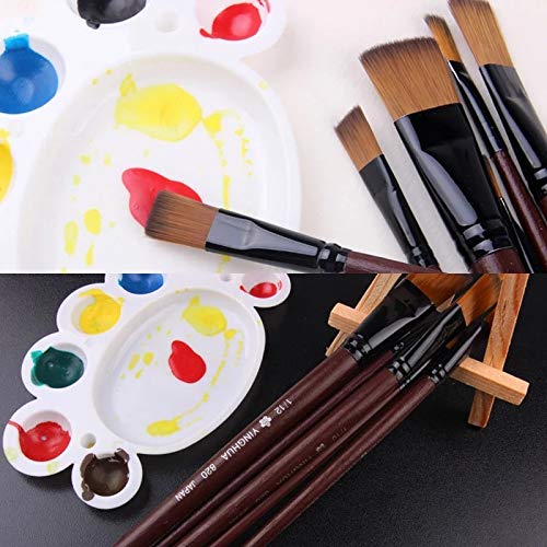 HBJWOV 6 Pcs Art Supplies Painting Easy to Clean Wooden Handle Watercolor Paint Brush Pen Nylon Hair Learning Oil Acrylic