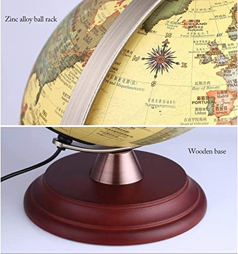 Geographic Globes Illumination Led Globe 9.8 Inch Vintage Globes With Wooden Base World Globe Hd Rotating Geographic Globes Fun