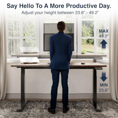 Desky Dual Hardwood Sit Stand Desk Acacia 48" Space Gray