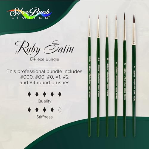 Silver Brush Limited Ruby Satin Small Short Handle Rounds Brush Set, 6pc