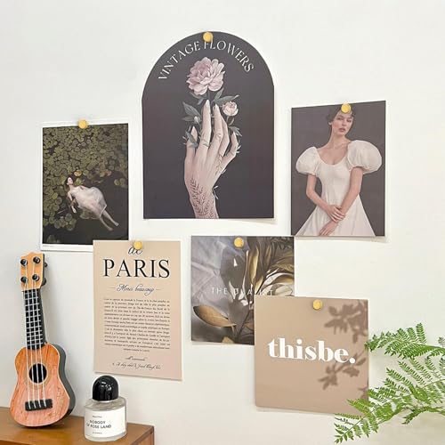 GOOZADA 50 Sets of Magnetic Thumbtacks, Gold Thumb Tacks for Wall, Cute Push Pins, Decorative Magnetic Poster Hanger,Gold Flat Push Pins for Cork Board