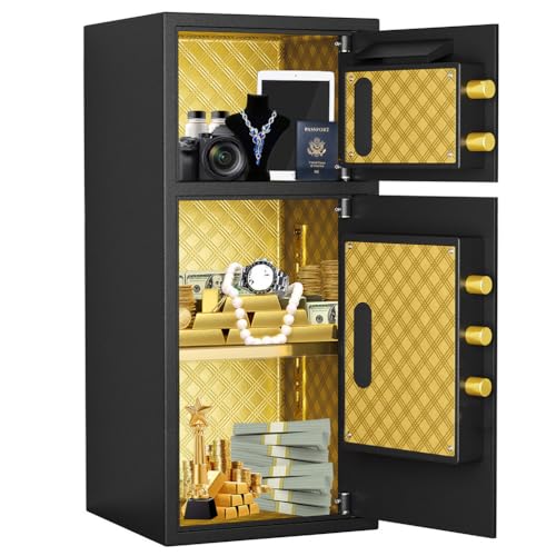HOYOC 7 Cu Ft Safe Box, Extra Large Double-Door Coin-operated Safe with Fireproof and Waterproof Bag and Hidden Code Function with Spare Keys and Alarm System for Home,Office and Hotel