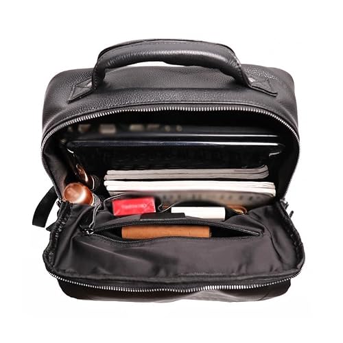 YMGSCC Men's Business Travel Backpack Genuine Leather Large Capacity Computer Bag Schoolbag