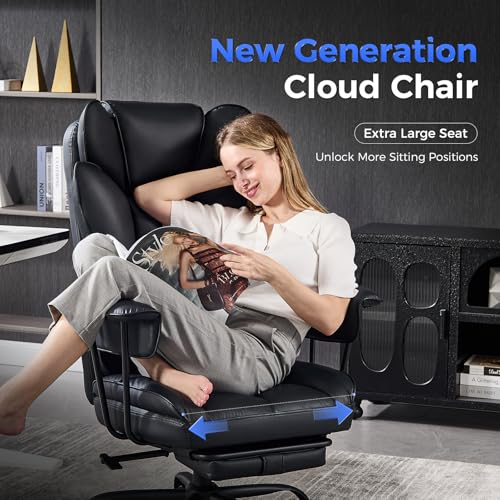 amseatec Big and Tall Office Chair, Reclining Executive Chair with Footrest