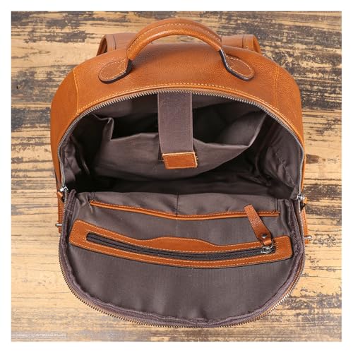 ROROR Retro Leather Mens Backpack Cowhide Casual Travel Backpack For Men Business Computer Bag(Black)