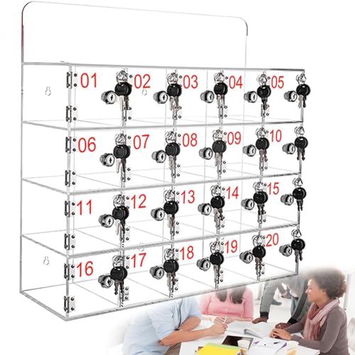 GenSDH Transparent Wall-Mounted Safe for Mobile Phones,with Locks & Keys,Perfect for Classrooms,Offices,Gyms & Schools - Secure Storage Solution,20Slots