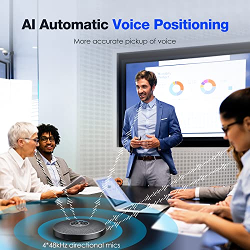Bluetooth Speakerphone - eMeet M2 Max Professional Conference Speaker and 4 Directional Mics for up to 15 People Business Conference Calls High Volume Noise Reduction Daisy Chain Dongle Home Office