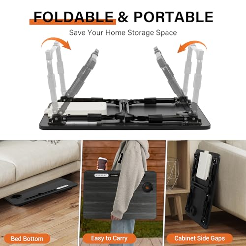 Lap Desk for Bed Adjustable Height with USB Port 23.6" x15.7" Desktop