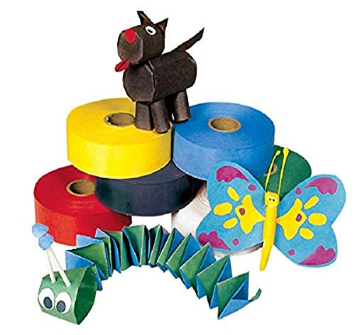 Pacon Wet N' Stick Colored Paper Art Tape, 1-1/2 Inch x 250 Feet, Assorted Colors, Pack of 10