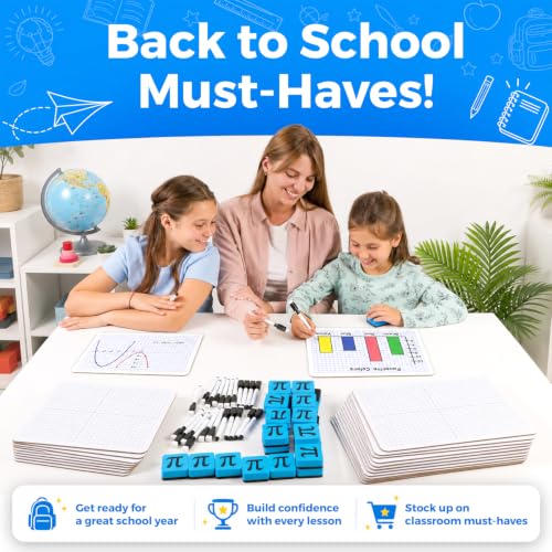 Simply Magic 25 Pack Double-Sided Dry Erase Graph Lap Boards - 12''x9'