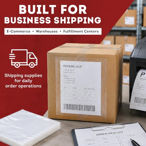 APQ Supply Clear Packing List Envelopes, 9.5 x 12 Inch Self Seal Shipping Document Pouches, 500 Pack for Business Warehouse E Commerce Fulfillment and Shipping Departments
