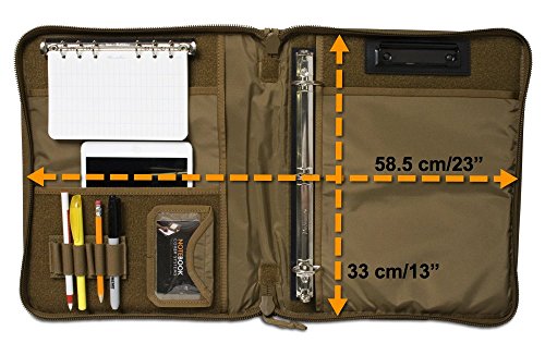 Tactical Notebook Covers Tactical 3-Ring Binder Cover | Fits 0.5"-1" Binders | Zippered Case for Military Field Admin | Durable Cordura Organizer for Documents & Notes (Coyote Brown)