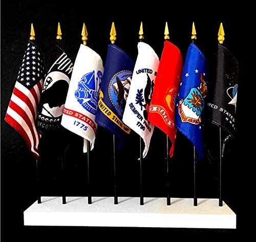 World Flags Direct Military 8-Flag Desk Set with Solid White Stand